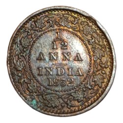 British India Copper 1/12 Anna Year 1932 King George-V in AUNC High Grade.