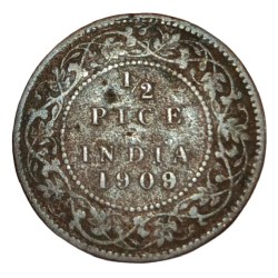 British India Copper 1/2 Pice Year 1909 King Edward-VII Collectable Grade.