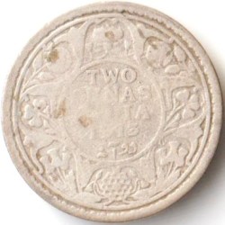 Two Anna 1913 Silver Coin of King George V British India Coinage
