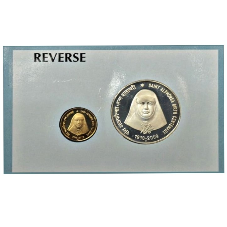 UNC Set of Saint Alphonsa Birth Centenary Five and Ten Rupees 1910-2009 Commemorative Coins Set Republic India Coinage