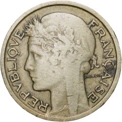 Old Brass 50 Centimes of France Country (AD 1933) with Marianne's head left Rare