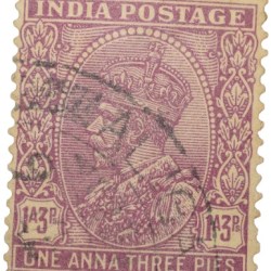 Postal Stamp of George V 1 Anna 3 Pies Pink Colour - Used Condition as per Image.