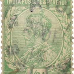 Postal Stamp of George V 1/2 Anna Green Colour - Used Condition as per Image.