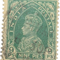 Postal Stamp of George VI 9 Pies Green Colour - Used Condition as per Image.
