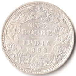One Rupee 1898 Silver Coin of Victoria Empress British India Coinage