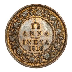 British India 1/12 Anna Year 1918 King George-V in UNC Grade.