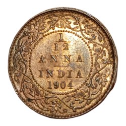 British India 1/12 Anna Year 1904 King Edward-VII **V. Scare** UNC Grade.