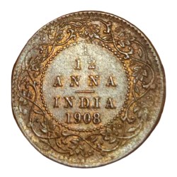 British India 1/12 Anna Year 1908 King Edward-VII with Die Crack Error **V. Scare** UNC Grade.
