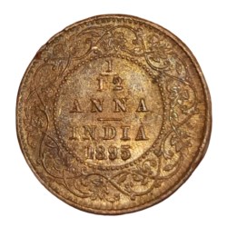 British India 1/12 Anna Year 1895 Victoria Empress **Rare** UNC Grade.