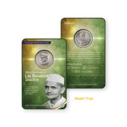 Rs 5 India Gov Issue 0f Lal Bahadhur Shastri Copper Nickel Circulating Strike Blister Pack