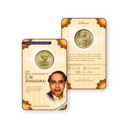 Rs 5 India Gov Issue of 100th Birth Anniversary 0f C N Annadurai Circulating Strike Blister Pack