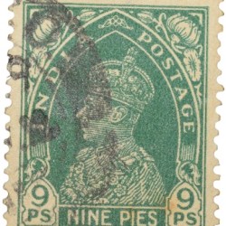 Postal Stamp of George VI 9 Pies Green Colour - Used Condition as per Image.