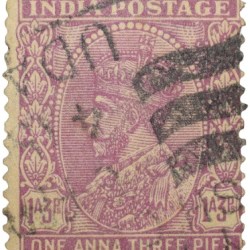 Postal Stamp of George V 1 Anna 3 Pies Pink Colour - Used Condition as per Image.