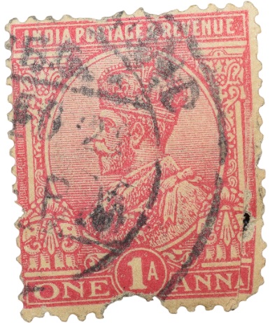 Postal Stamp of George V 1 Anna Pink Colour Service - Used Condition as per Image.