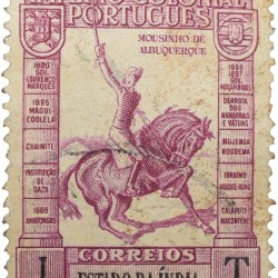 Postal Stamp of India Portugues - Purple 1 Tanga Used as per Image.