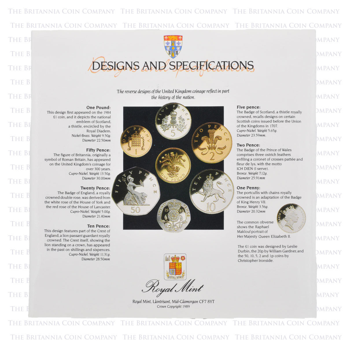 1989 UK Scottish Brilliant Uncirculated Annual 7 Coin Mint Pack Rare Set