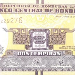 2 Lempiras of Honduras Country (AD 2019) with ISLA DEL Tigre and Puerto DE Amapala CITY UNC Grade
