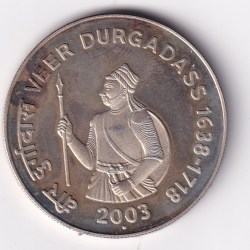 India 100 Rupees ( 2003 )Veer Durgadass Rare Commemorative issue UNC Silver Coin #42