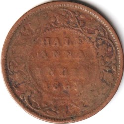 Rare Half Anna 1862 Copper Coin of Queen Victoria British India Coinage