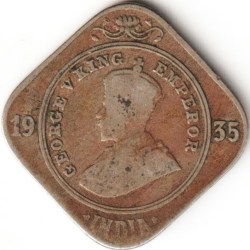 Scare Date Two Anna 1935 Copper-Nickel Coin of King George V British India Coinage