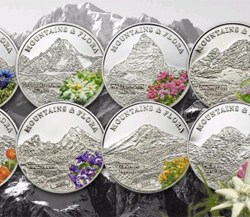 Palau – 2009 – 8 x 5 Dollars – Flora & Mountains 8-COIN-SET (Proof) Silver Coins With Certificate and Beautiful Wooden Box
