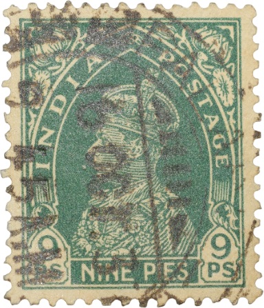 Postal Stamp of George VI 9 Pies Green Colour - Used Condition as per Image.
