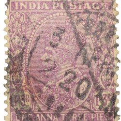 Postal Stamp of George V 1 Anna 3 Pies Pink Colour - Used Condition as per Image.