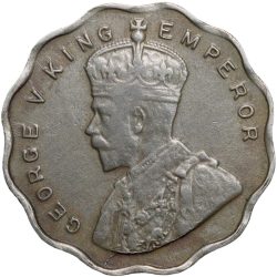 Copper-Nickel Anna of George V (AD 1934) of Calcutta Mint Rare Date Beautiful Grade