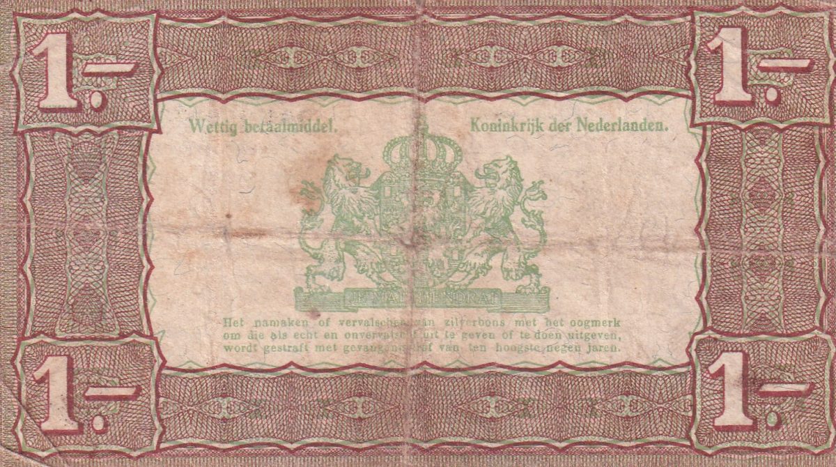 Netherlands 1 Gulden Silver Voucher Rare Bank Note lowest price #B-2