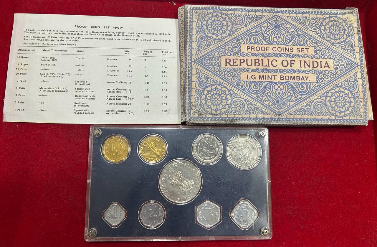 1971 Very Rare Proof ( 9 pcs Set) Food For All with Cover Box and certificate
