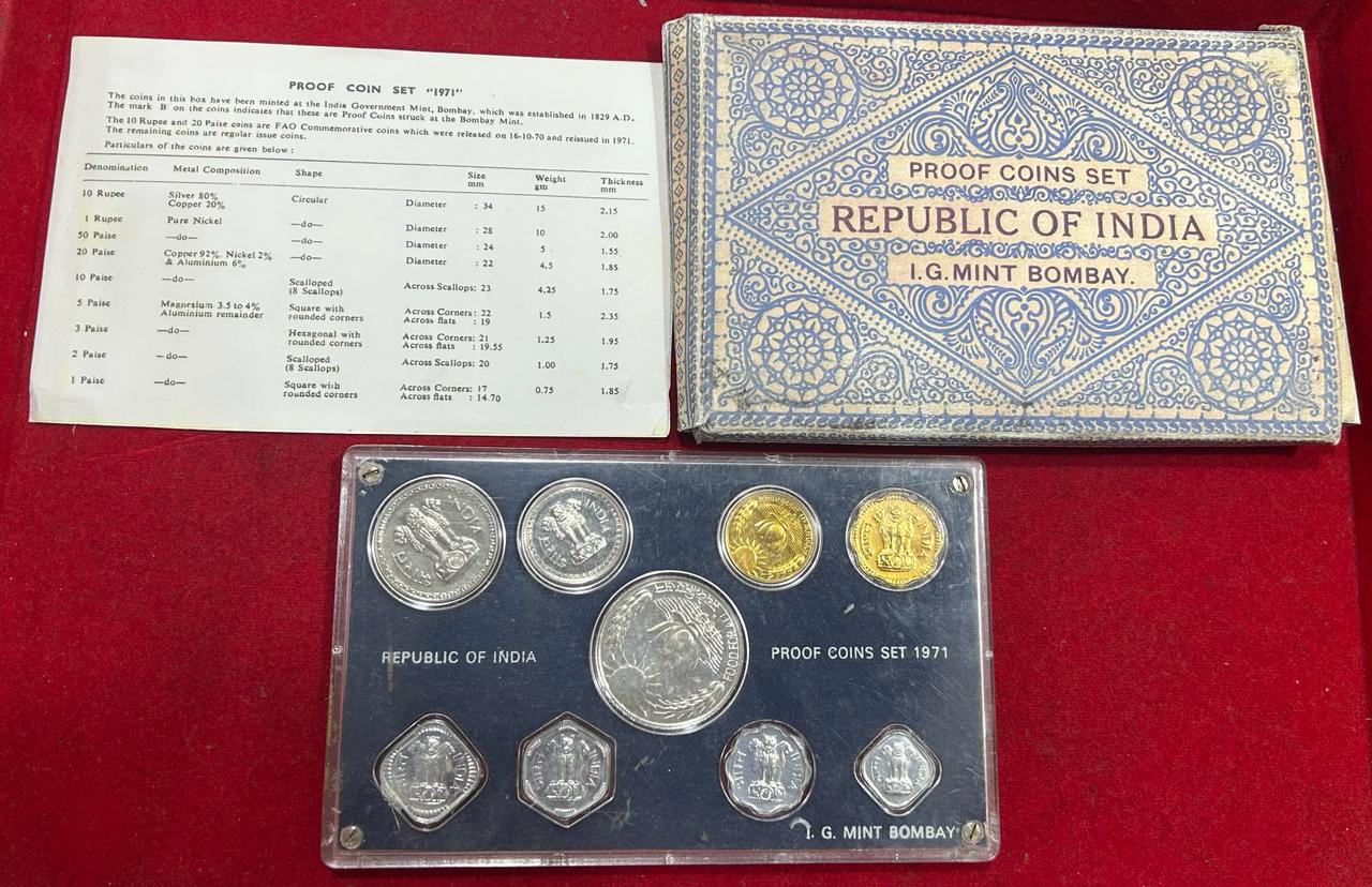 1971 Very Rare Proof ( 9 pcs Set) Food For All with Cover Box and certificate