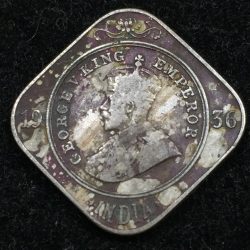 1936 India - British 2 Annas - George V Lowest price coin #A-86
