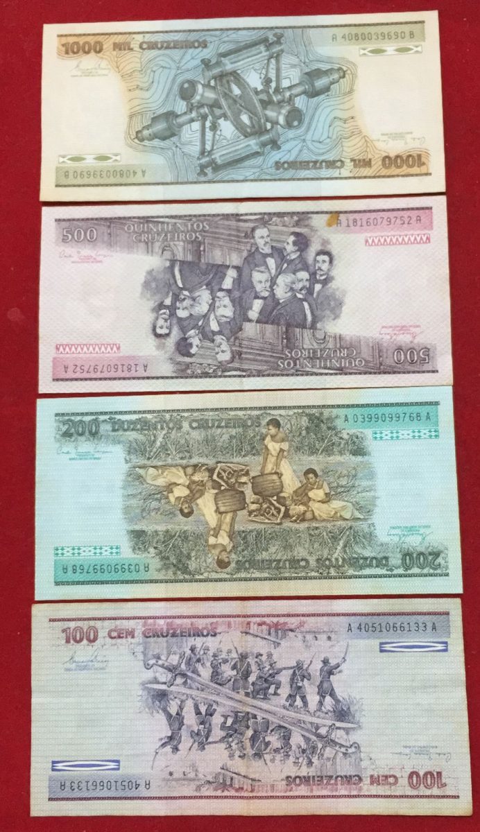 4 Different Brasil top condition all different denomination old note set