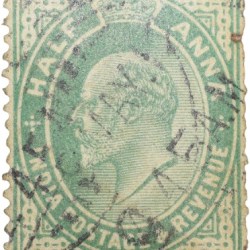 Postal Stamp of Edward VII 1/2 Anna Green Colour - Used Condition as per Image.