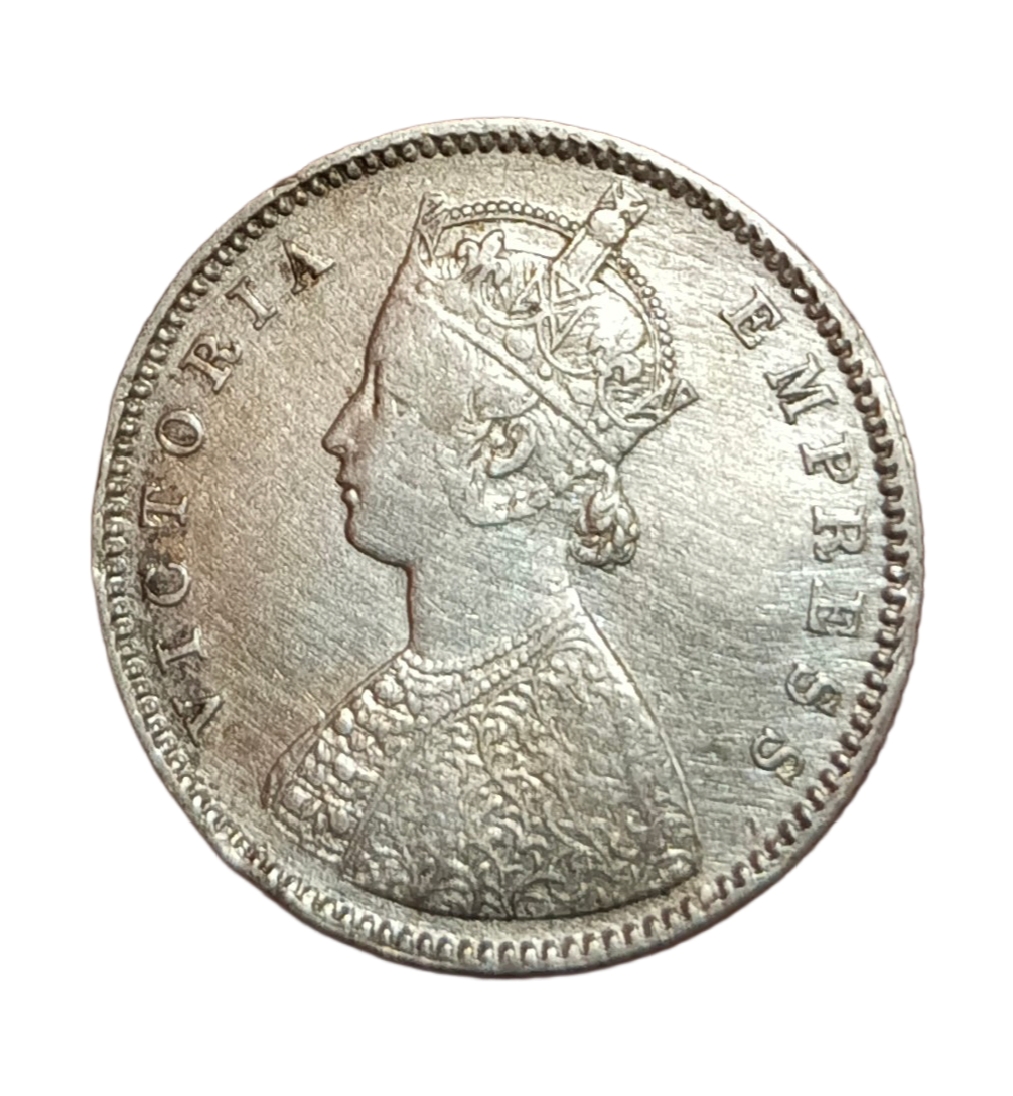 British India Silver 1/2 Rupee Year 1884 Victoria Empress **Rare** Collectable Grade.