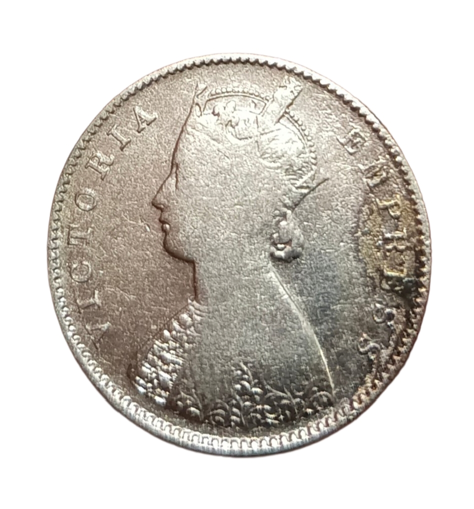 British India Silver 1/2 Rupee Year 1886 Victoria Empress **Scare** Collectable Grade.