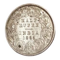 British India Silver 1/2 Rupee Year 1893 Victoria Empress **Scare** Collectable Grade.