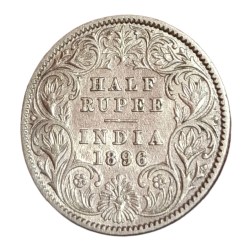 British India Silver 1/2 Rupee Year 1896 Victoria Empress **Scare** Collectable Grade.