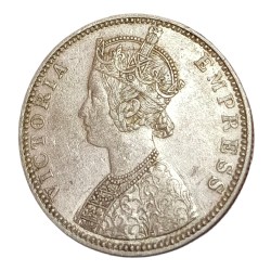 British India Silver Rupee Year 1889 Bombay Mint Victoria Empress High RAW Grade.