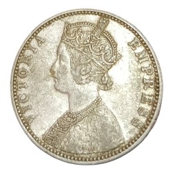 British India Silver Rupee Year 1892 Calcutta Mint Victoria Empress High RAW Grade.