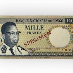 Banque Nationale 1000 Specimen Du Congo 1000 Mile Francs