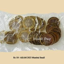 Latest New 10 Rupees 2023 Mumbai Mint 25 Coin Seal Pouch Famous Akam Series 75 Year of Independence