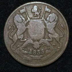 1835 India - British ½ Anna Rare Coin #A-172