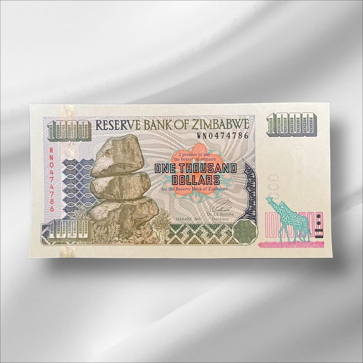 Reserve Bank of Zimbabwe World Bank note ending 786 Collectable Series Unique and Rare
