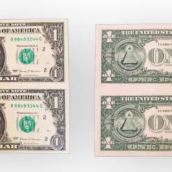 United States of America Issue USD 1 Uncut 2 Piece Gem Unc Unique and Rare