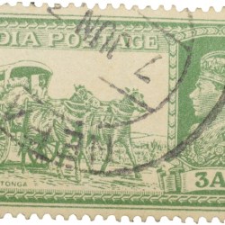 Postal Stamp of George VI Green Colour 2 Annas 'DAK Tonga' Issue Used Condition as per Image.