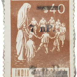 Postal Stamp of India Portugues - Assistencia Publica Cancelled and Over Printed Brown 7 New Paise by GOI, Mint Un-Used as per Image.