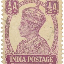 Postal Stamp of George VI Murhoom Colour 1/2 Anna Used Condition as per Image.