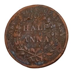 British India Copper Half Anna Dated 1835 "East India Company" Inverted Axis **Rare** Collectable Grade.