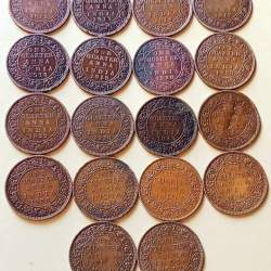 British India 🇮🇳 Copper 1/4aana 18 Different Years Set George V. & Vl Years Details 1912/13/14/17/18/19/20//28/29/30/33/34/36/38/39/40/41/42 Excellent Condition..